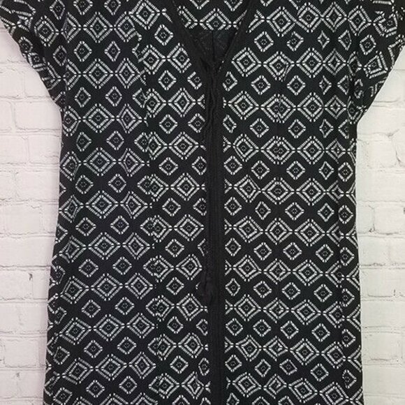 M&S COLLECTION INDIGO GEOMETRIC PRINT LINEN SHIFT DRESS SIZE US 8 UK 12 - Picture 9 of 9